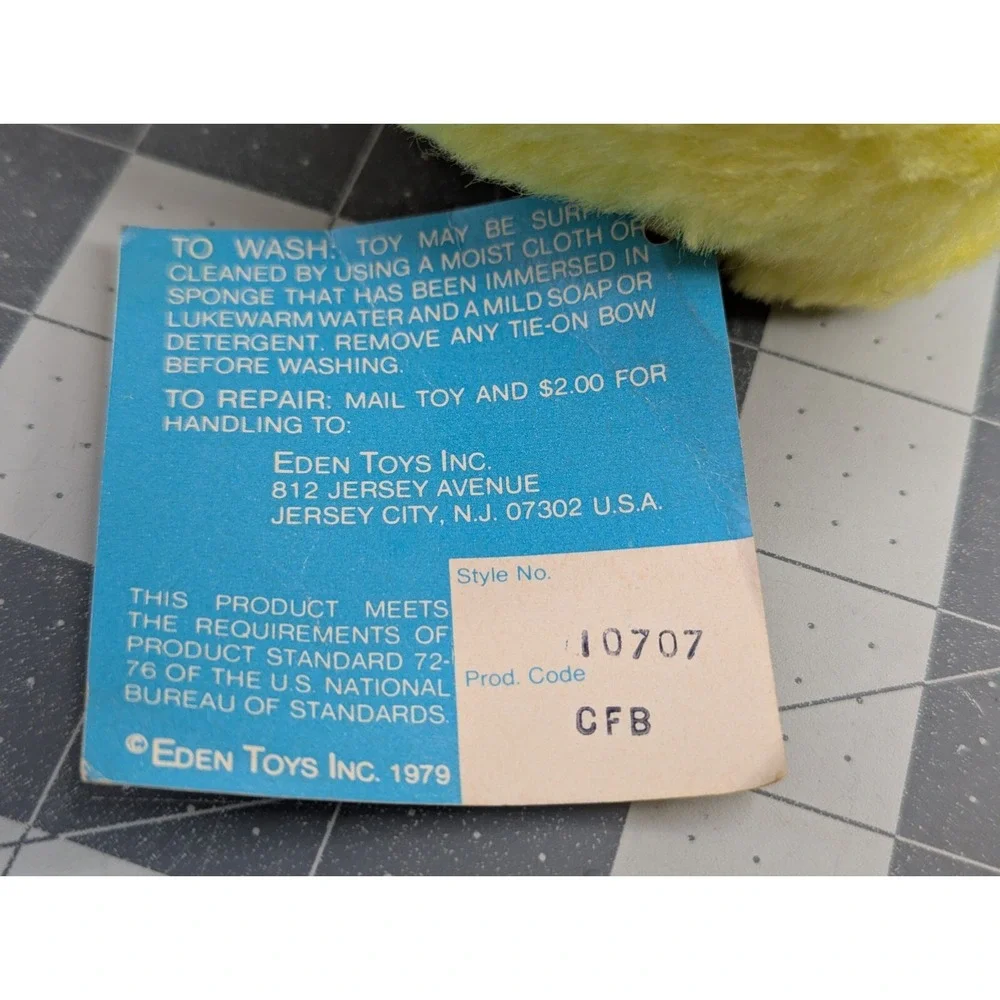 Eden Blue Bird Rattle‎ Plush Nest Yellow 7 Inch Vintage Paper Tag Stuffed Animal